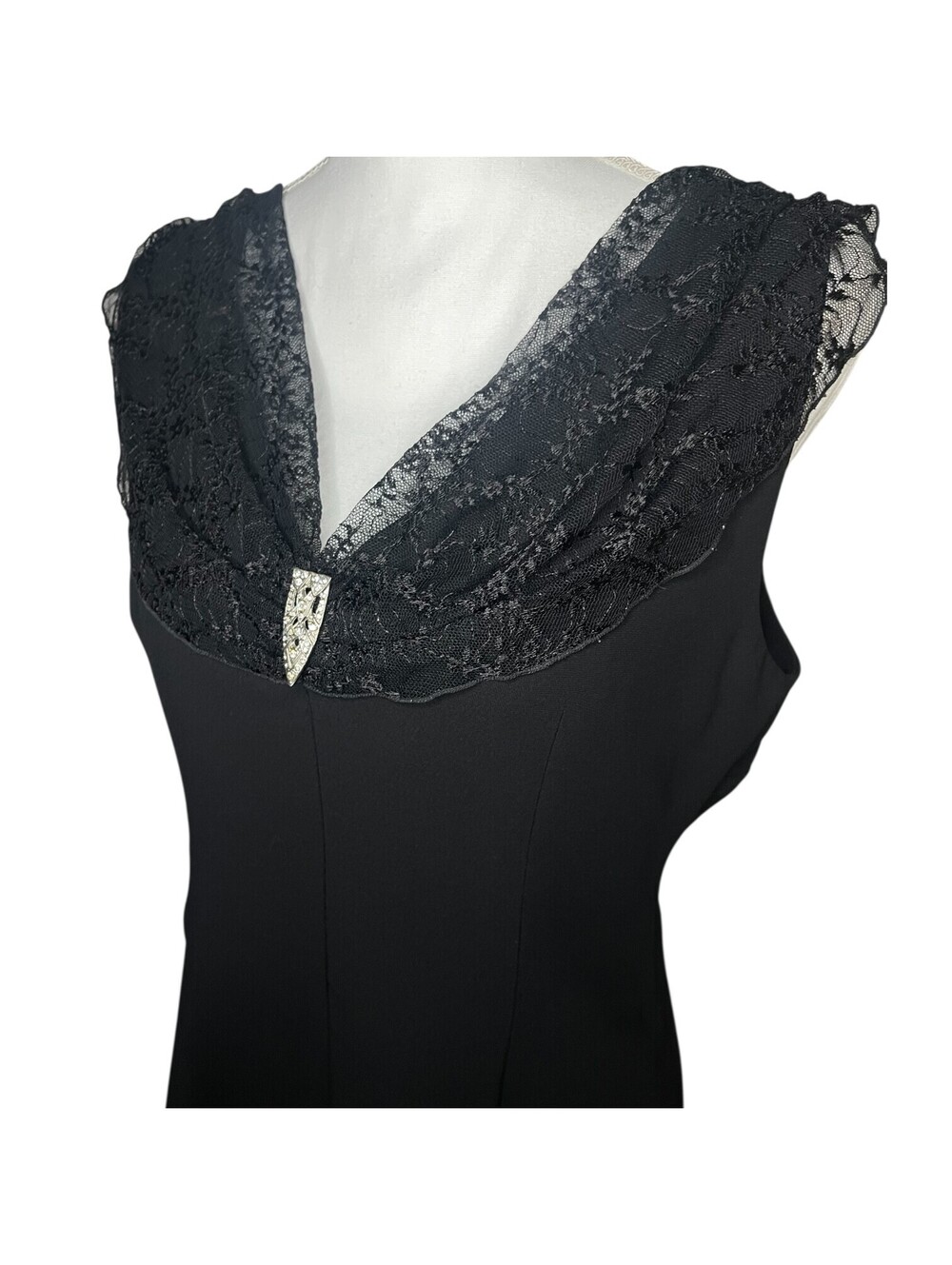 Vintage Size 12 Little Black Dress Robbie Bee Lace Sheath Cocktail Formal Midi